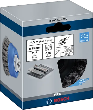 Bosch PRO Metal heavy cup brush 75 x 0.35 mm.
