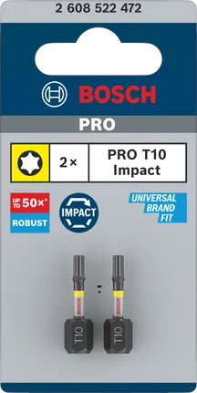 Bosch PRO T10 Torx impact bits 25mm 2pcs.