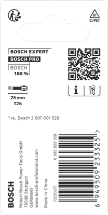 Bosch PRO Torx T25 25 mm bits.