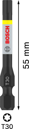 Bosch PRO Torx Impact Bit T30 55 mm single piece.
