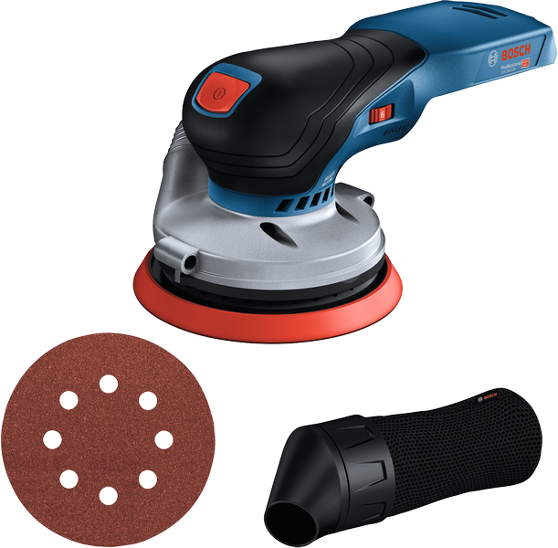 Bosch GEX 18V-125 cordless random orbit sander set.