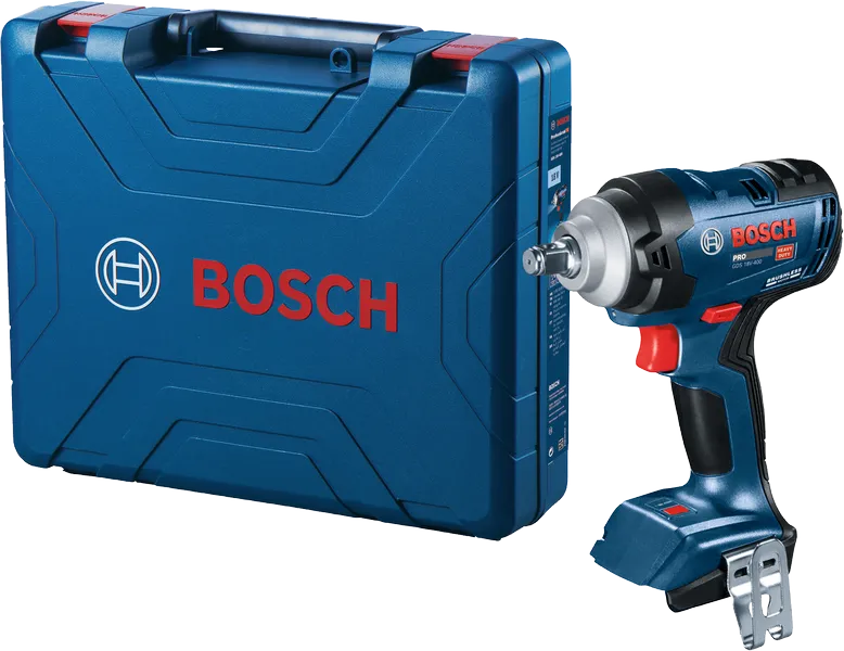 Bosch GDS 18V-400 cordless impact wrench with case.