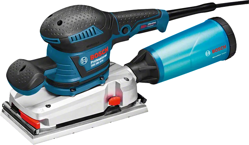 „Bosch GSS 280 AVE“ orbitinis šlifuoklis su dulkių surinkimo dėže.