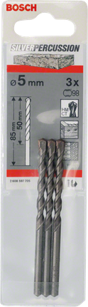 „Bosch“ betono grąžtai CYL-3, 5 mm, trijų dalių pakuotėje.