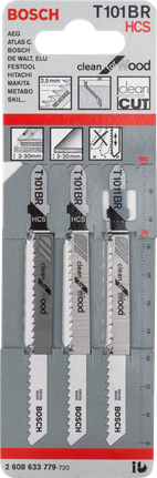 Bosch siaurapjūklio ašmenys T 101 BR 3 vnt. pakuotėje.