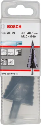 „Bosch HSS-AlTiN“ pakopinis grąžtas 6–40,5 mm.