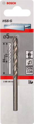 Bosch 5 mm HSS-G metalo grąžtas DIN 338.