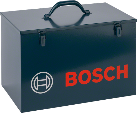 „Bosch“ metalinis dėklas su rankena įrankiams laikyti.