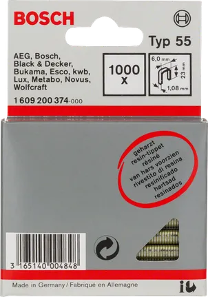 „Bosch“ siauros karūnėlės kabės, 6 mm, 55 tipo, padengtos derva.