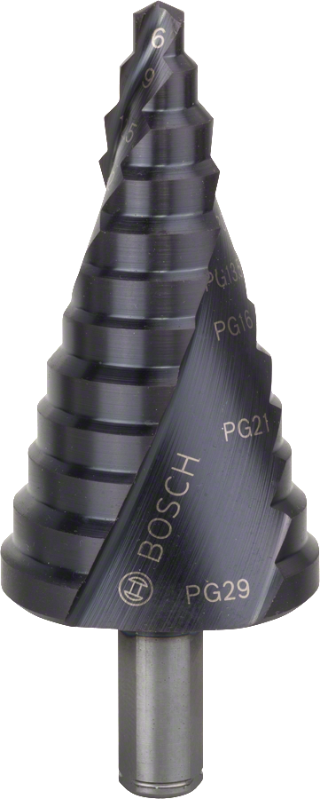 „ Bosch HSS-AlTiN“ pakopinis grąžtas 6–37 mm skylėms.