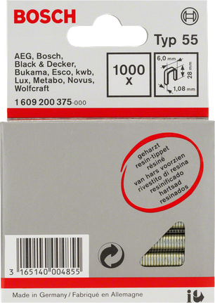 „Bosch“ siauros karūnėlės kabės, 6 mm, 55 tipo, padengtos derva.