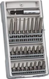 „Bosch“ 25 dalių atsuktuvų antgalių rinkinys PH/PZ/T dėkle.