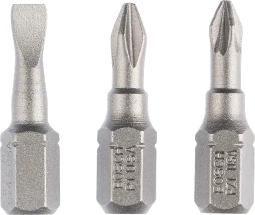 „Bosch“ trijų dalių ypač kietų atsuktuvų antgalių rinkinys.