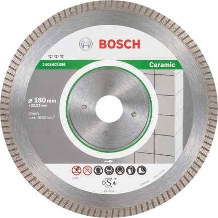 „Bosch“ deimantinis pjovimo diskas, skirtas keraminiam ypač švariam turbinos įrenginiui.