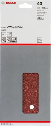 „Bosch C430“ šlifavimo lapeliai, 115 × 280 mm, 10 vnt. pakuotėje.