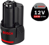 „Bosch “ 12 V 2,0 Ah ličio jonų akumuliatorių blokas.