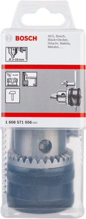 „Bosch“ raktinis grąžto griebtuvas 3–16 mm grąžtams.