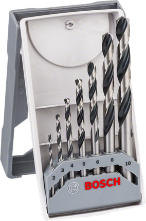 „Bosch HSS“ spiralinių grąžtų „PointTeQ“ 7 dalių rinkinys dėkle.