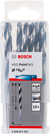 „Bosch HSS PointTeQ“ 15/64 colių grąžtų rinkinys.