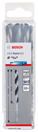 „Bosch HSS PointTeQ“ 1 1/32 colio spiralinių grąžtų rinkinys.