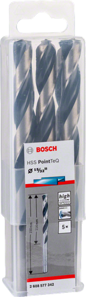 „Bosch HSS PointTeQ 15/32“ grąžtų rinkinys.