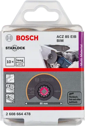 „Bosch ACZ 85 EIB Starlock BIM“ 85 mm daugiafunkcio įrankio ašmenų rinkinys.