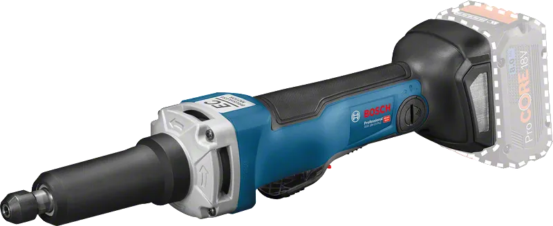 Akumuliatorinis tiesinis šlifuoklis „Bosch GGS 18V-23 PLC“ su „ProCORE18V“ akumuliatoriumi.