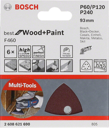 „Bosch“ daugiafunkcio įrankio šlifavimo popierius, 93 mm.