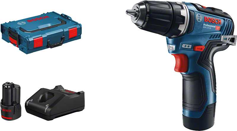 „Bosch GSR 12V-35“ akumuliatorinis gręžtuvas su dėklu.