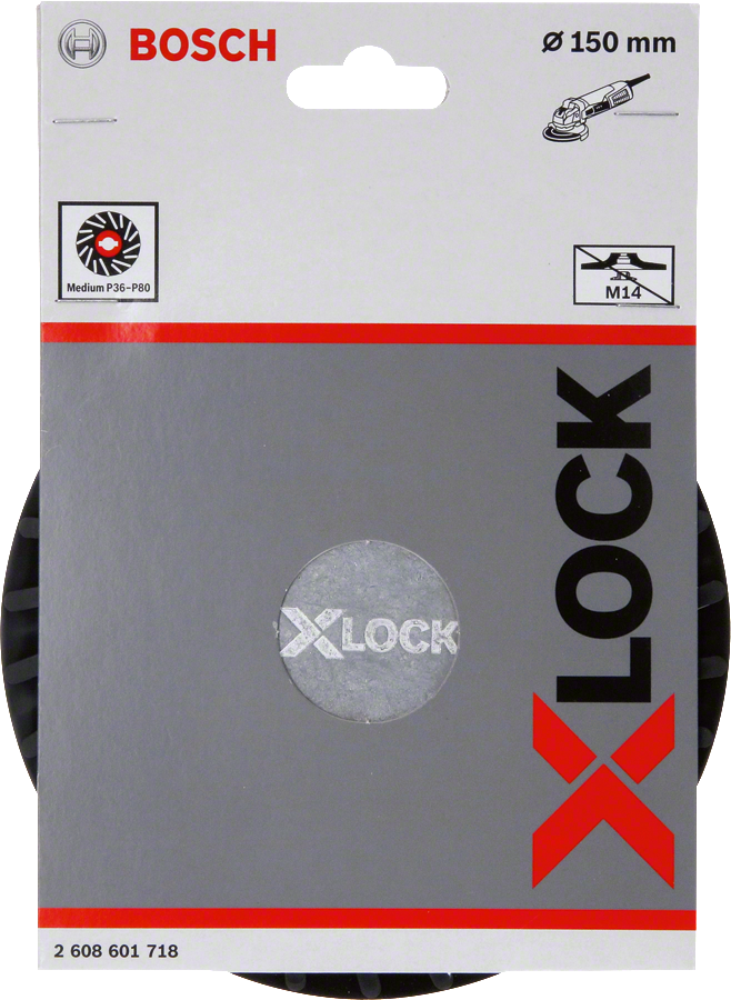 „Bosch X-LOCK“ 150 mm atraminis padas, vidutinio kietumo.