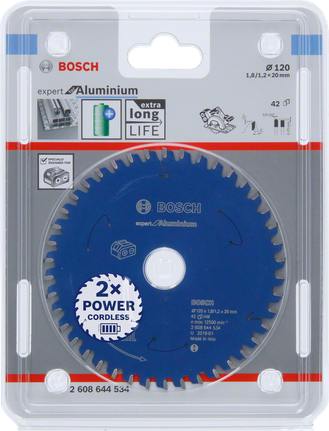 „Bosch Expert for Aluminum“ diskinio pjūklo diskas akumuliatoriniams pjūklams, 120 mm.