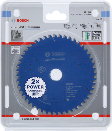 „Bosch Expert for Aluminum“ diskinis pjūklo diskas akumuliatoriniams pjūklams.