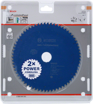 „Bosch Expert for Laminated Panel“ diskinis pjūklo diskas, 210 mm, skirtas akumuliatoriniams pjūklams.