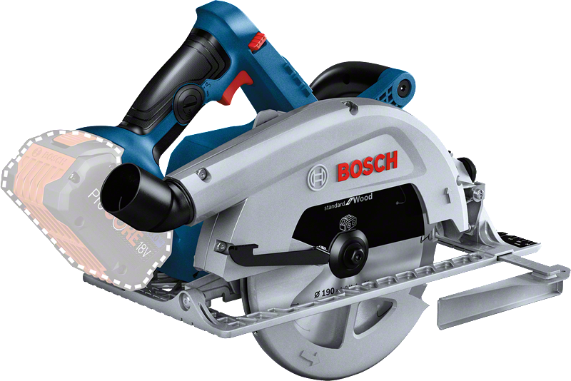 „Bosch GKS 18V-68 C“ akumuliatorinis diskinis pjūklas medienos pjovimui.
