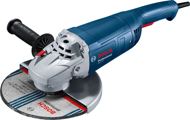 „Bosch GWS 20-230 P“ kampinis šlifuoklis, ergonomiška rankena.