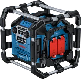 „ Bosch GPB 18V-5 C“ radijas su žemųjų dažnių garsiakalbiu ir dviem maitinimo lizdais.