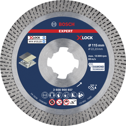 „Bosch EXPERT HardCeramic X-LOCK“ deimantinis pjovimo diskas, 115 mm.