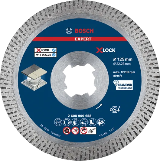 „Bosch EXPERT HardCeramic X-LOCK“ deimantinis pjovimo diskas, 125 mm.