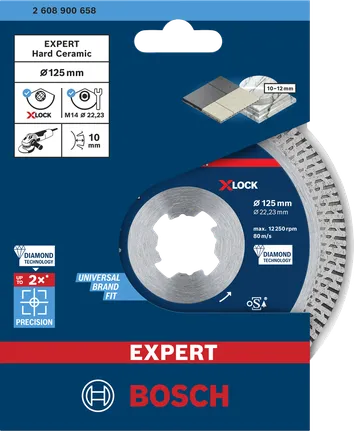 „Bosch EXPERT HardCeramic X-LOCK“ deimantinis pjovimo diskas, 125 × 22,23 mm.