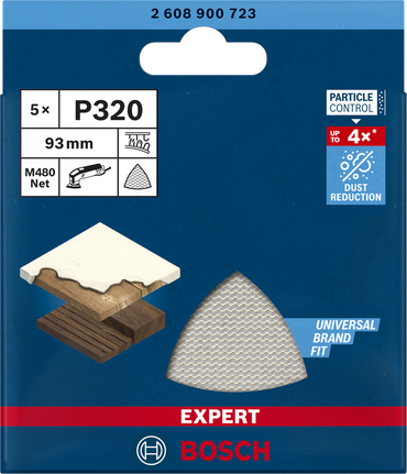 „Bosch EXPERT M480“ šlifavimo tinklas, 93 mm, P320, 5 vnt. pakuotėje.