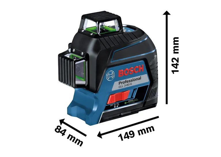 „Bosch GLL 3-80 G“ lazerinis nivelyras, 30 m veikimo nuotolis.