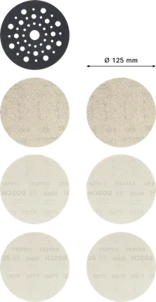 „Bosch EXPERT M480“ pradinis rinkinys, 125 mm šlifavimo diskai.