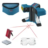 „Bosch GTL 3“ lazerinis niveliavimo įrankis su dėklu ir priedais.