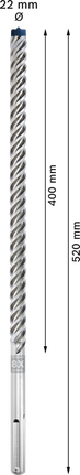 „Bosch EXPERT SDS max-8X“ smūginis grąžtas 22x400x520 mm.