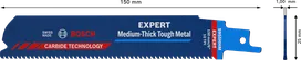 „Bosch EXPERT S 955 HHM“ tiesinio pjūklo diskas vidutinio storio metalui pjauti.