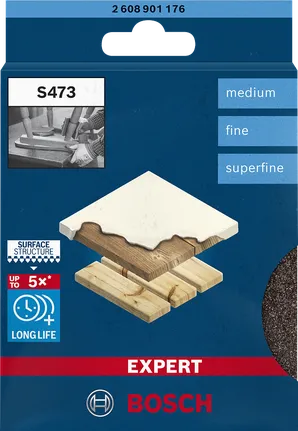 „Bosch EXPERT S473“ šlifavimo padas, vidutinio smulkumo, itin smulkus.