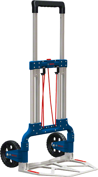 Sulankstomas „Bosch Aluminum Caddy“ rankinis vežimėlis lengvam transportavimui.