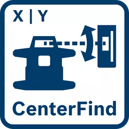 Lazerio „CenterFind“ funkcija suranda imtuvo centrą ir apskaičiuoja esamą polinkį 
