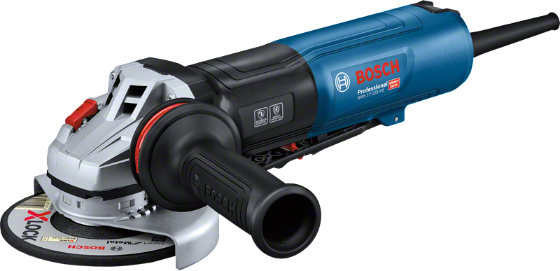 „Bosch GWS 17-125 PS“ kampinis šlifuoklis su „X-LOCK“ disku.