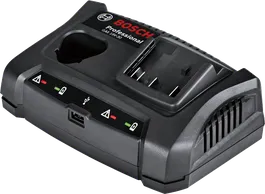 „ Bosch GAX 18V-30“ įkroviklis su USB jungtimi.